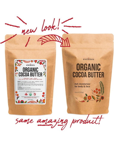 Manteca de Cacao Orgánica Cruda 227g - Grado Alimenticio USDA