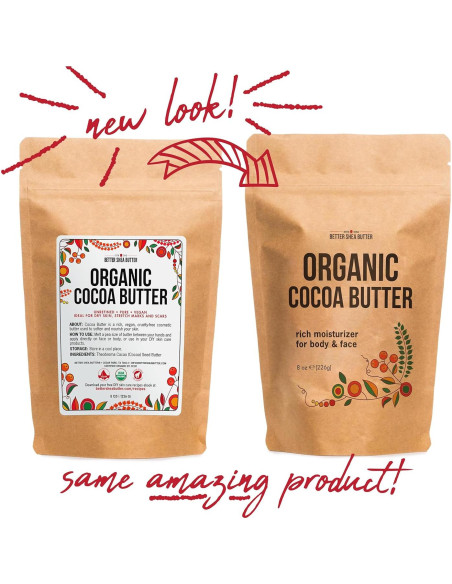 Manteca de Cacao Orgánica Cruda 227g - Grado Alimenticio USDA