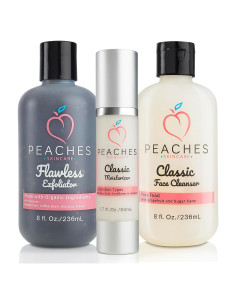 Kit Facial Peaches Skin Care - Exfoliante, Limpiador e Hidratante
