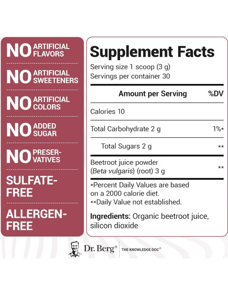 Polvo de Remolacha Orgánica Dr. Berg - 30 Porciones 45g