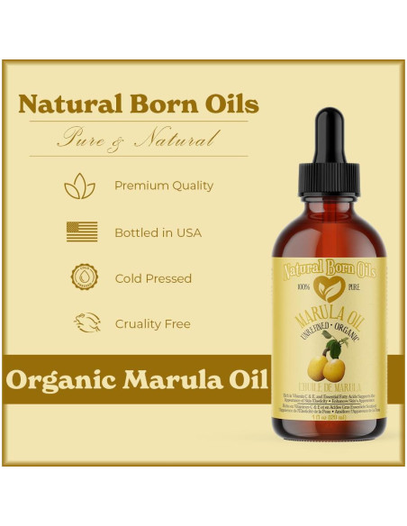 Aceite de Marula 118ml Natural Born Oils, 100% Puro y Orgánico