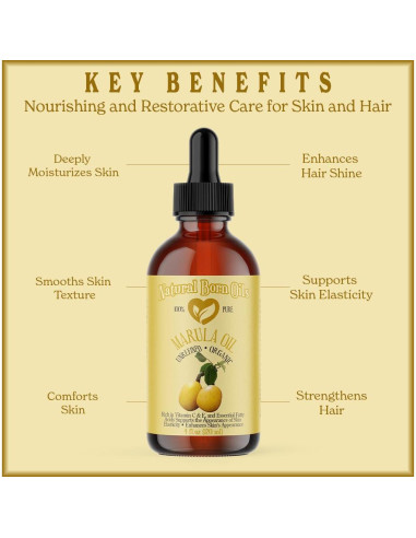 Aceite de Marula 118ml Natural Born Oils, 100% Puro y Orgánico