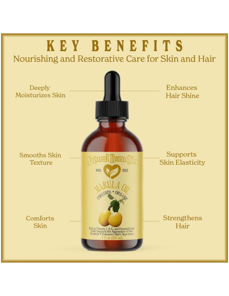 Aceite de Marula 118ml Natural Born Oils, 100% Puro y Orgánico