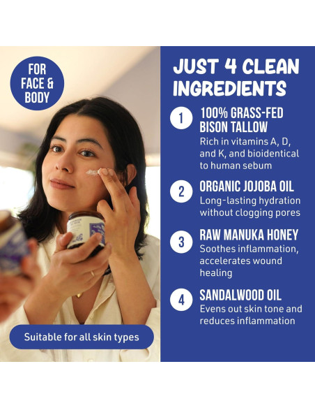 Bálsamo Hidratante Facial Orgánico Grazly 70.87g - Sebo de Bisonte y Sándalo Bálsamo Hidratante Facial Orgánico Grazly 70.87g - Sebo de Bisonte y Sándalo