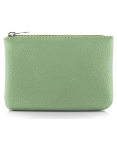 Monedero Portátil PU Verde con Cremallera para Mujeres