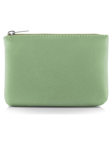 Monedero Portátil PU Verde con Cremallera para Mujeres