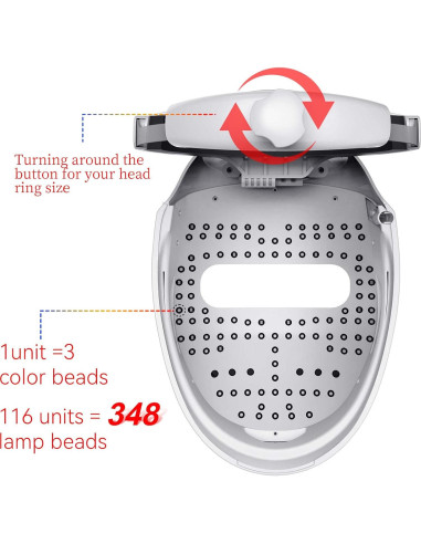 Máscara Facial LED Nualux HK-207 - Terapia de Luz Roja y Azul