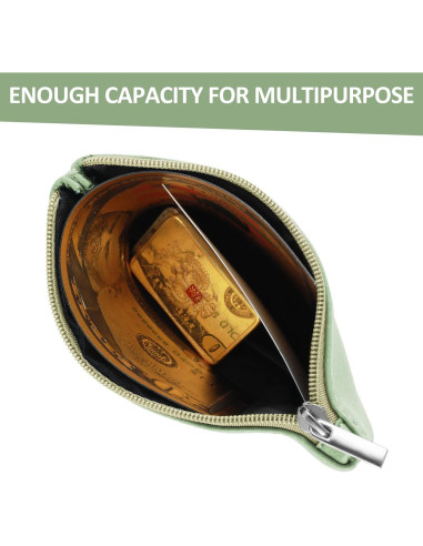 Monedero Portátil PU Verde con Cremallera para Mujeres