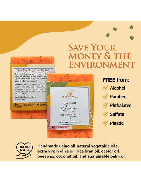 Jabón Exfoliante Sunshine & K Naranja 142 g Hecho a Mano