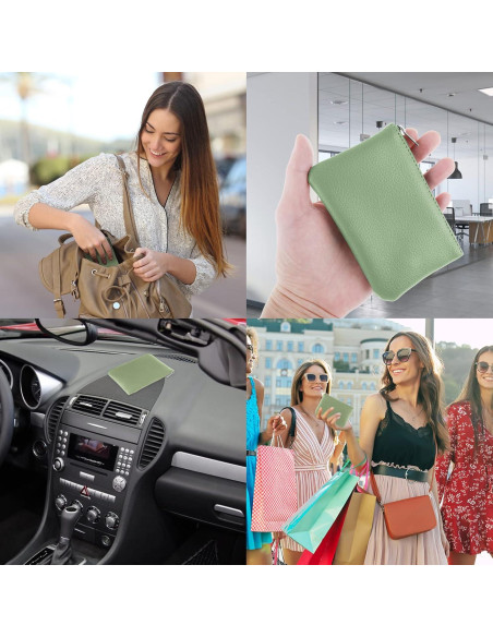 Monedero Portátil PU Verde con Cremallera para Mujeres