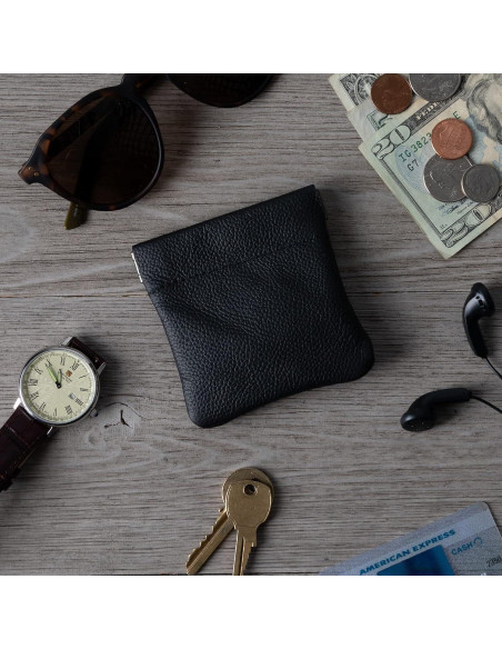 Monedero de Cuero Nabob Leather Squeeze 8.9x8.9cm Negro Monedero de Cuero Nabob Leather Squeeze 8.9x8.9cm Negro