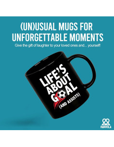 Taza de Cerámica Negra 11 oz Panvola - Metas y Asistencias 2