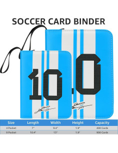 Carpeta de Tarjetas de Fútbol HBK 400 Bolsillos Messi10 2
