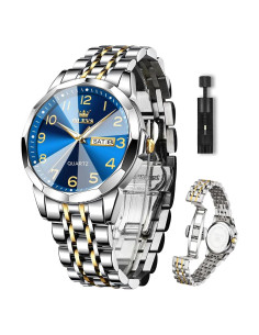 Reloj de Hombre OLEVS Analógico Acero Inoxidable Azul Plata