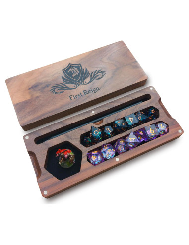 Bandeja de Dados de Madera First Reign Nuez Negra 2 Compartimentos