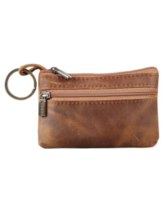 Monedero de cuero genuino para hombres Hersent marrón