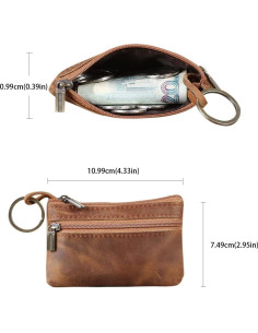 Monedero de cuero genuino para hombres Hersent marrón 2