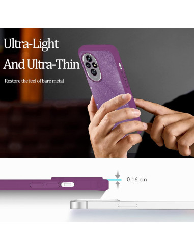 Funda clara con brillo Hlgcokro para Honor 200 - Púrpura