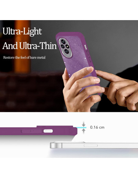Funda clara con brillo Hlgcokro para Honor 200 - Púrpura