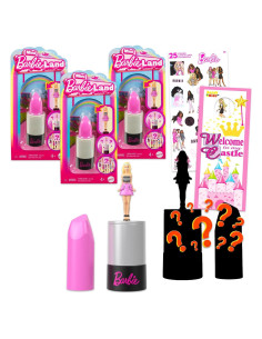 Conjunto de Mini Figuras Barbie - 3 Muñecas Sorpresa y Stickers