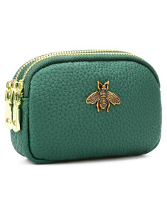 Billetera de Monedas de Cuero WOZEAH Verde para Mujeres