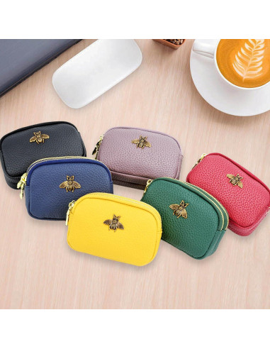 Billetera de Monedas de Cuero WOZEAH Verde para Mujeres