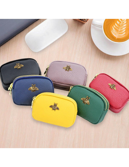 Billetera de Monedas de Cuero WOZEAH Verde para Mujeres