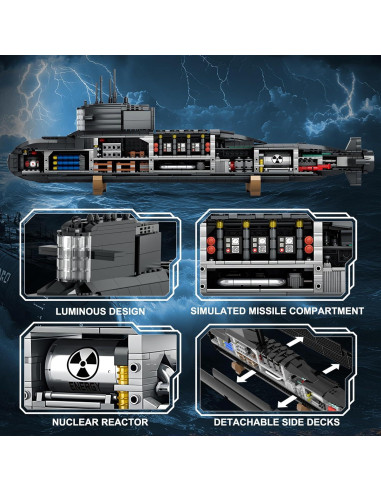 Juego de Bloques Submarino Nuclear eafzv 1498 Piezas