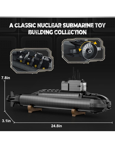 Juego de Bloques Submarino Nuclear eafzv 1498 Piezas