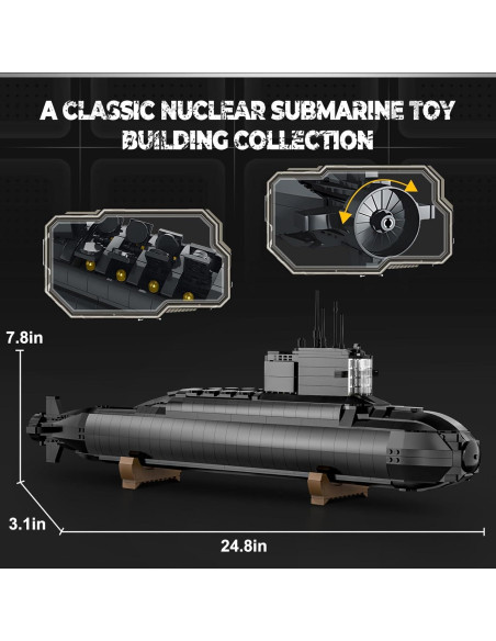 Juego de Bloques Submarino Nuclear eafzv 1498 Piezas