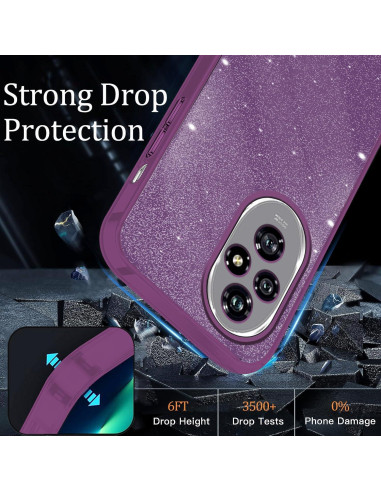 Funda clara con brillo Hlgcokro para Honor 200 - Púrpura