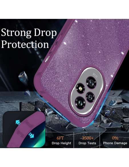 Funda clara con brillo Hlgcokro para Honor 200 - Púrpura