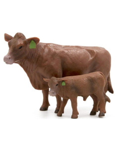 Pareja Vaca y Ternero Angus Rojo Little Buster Toys 1/16