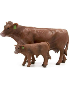 Pareja Vaca y Ternero Angus Rojo Little Buster Toys 1/16 2