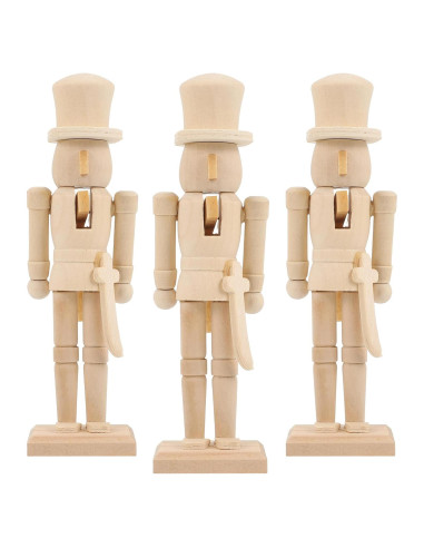 Adorno Cascanueces de Madera FAVOMOTO 3PCS Navidad DIY