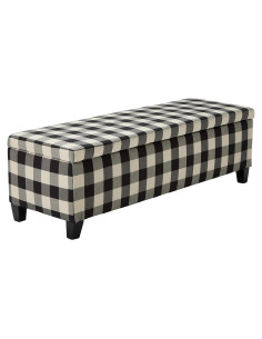 Ottomán de Almacenamiento GDFStudio Cuadrícula Negra 130 cm