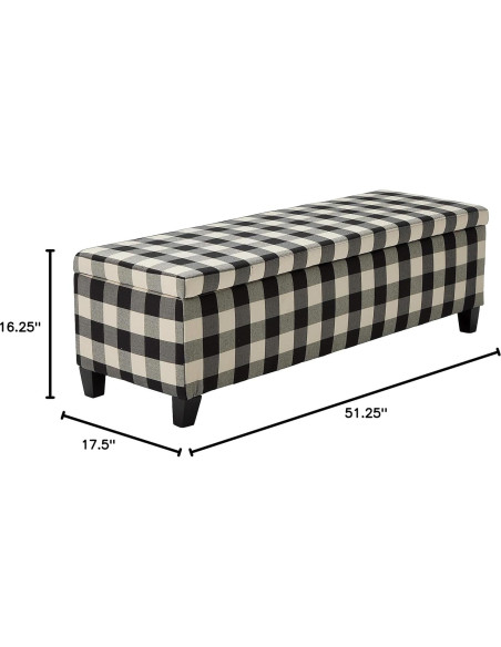 Ottomán de Almacenamiento GDFStudio Cuadrícula Negra 130 cm