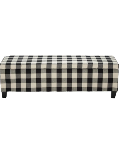 Ottomán de Almacenamiento GDFStudio Cuadrícula Negra 130 cm