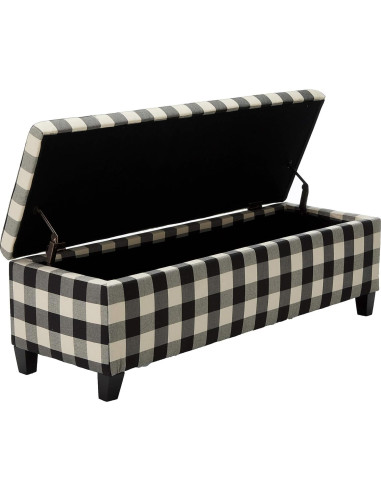Ottomán de Almacenamiento GDFStudio Cuadrícula Negra 130 cm
