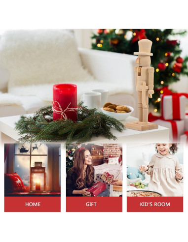 Adorno Cascanueces de Madera FAVOMOTO 3PCS Navidad DIY