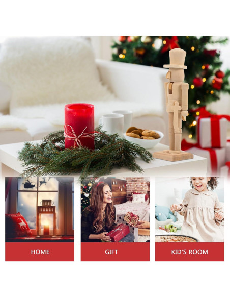 Adorno Cascanueces de Madera FAVOMOTO 3PCS Navidad DIY