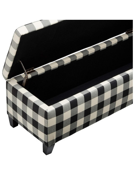 Ottomán de Almacenamiento GDFStudio Cuadrícula Negra 130 cm