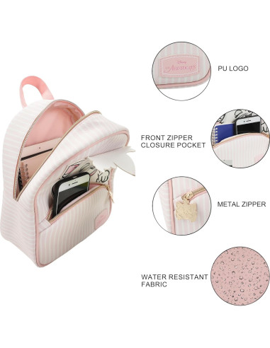 Mochila Mini Disney Aristocats Marie Rosa y Blanca 26.67 cm