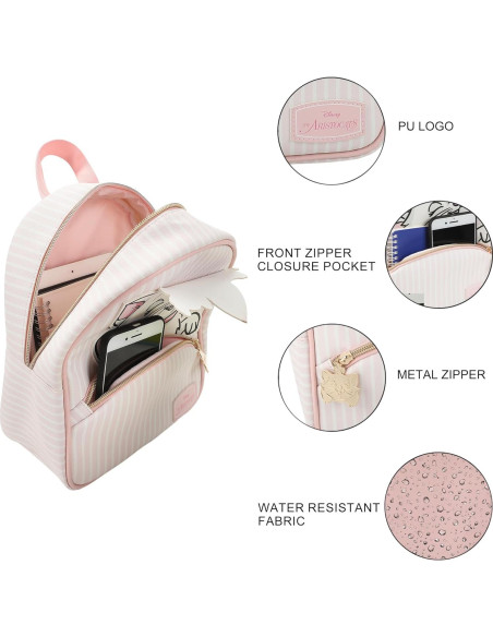 Mochila Mini Disney Aristocats Marie Rosa y Blanca 26.67 cm Mochila Mini Disney Aristocats Marie Rosa y Blanca 26.67 cm