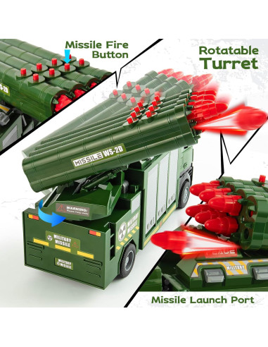 Camión Militar con 8 Misiles y 6 Mini Juguetes - Shenzhen Tubaosiji