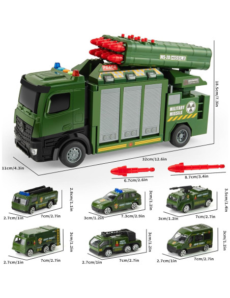 Camión Militar con 8 Misiles y 6 Mini Juguetes - Shenzhen Tubaosiji Camión Militar con 8 Misiles y 6 Mini Juguetes - Shenzhen Tubaosiji