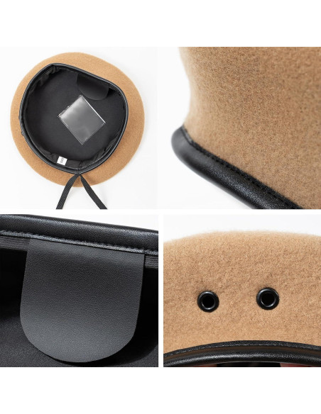 Boina Militar Gajaous Verde Ajustable 100% Lana para Hombres y Mujeres