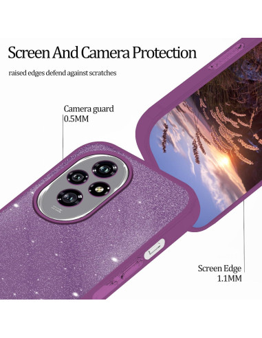 Funda clara con brillo Hlgcokro para Honor 200 - Púrpura