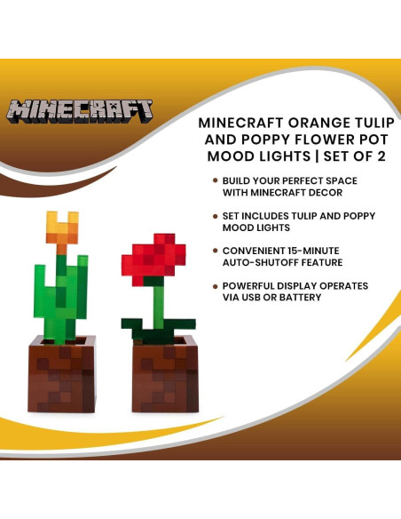 Luz de Ambiente LED Minecraft - Juego de 2 Tulipán y Amapola