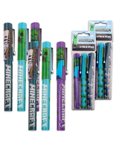 Bolígrafos Minecraft - Paquete de 6 Accesorios Escolares